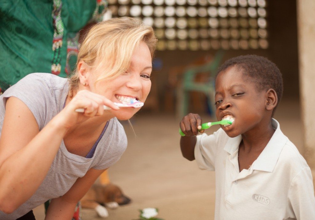 Naomi and Chris brushing teeth