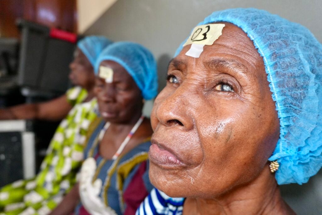 Honkpevi Lali preparing for cataract surgery during Sight.org outreach
