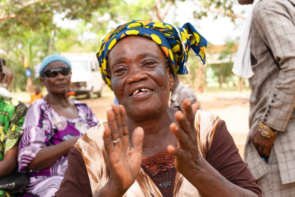 Alice celebrating after cataract surgery in Afagnan, Togo