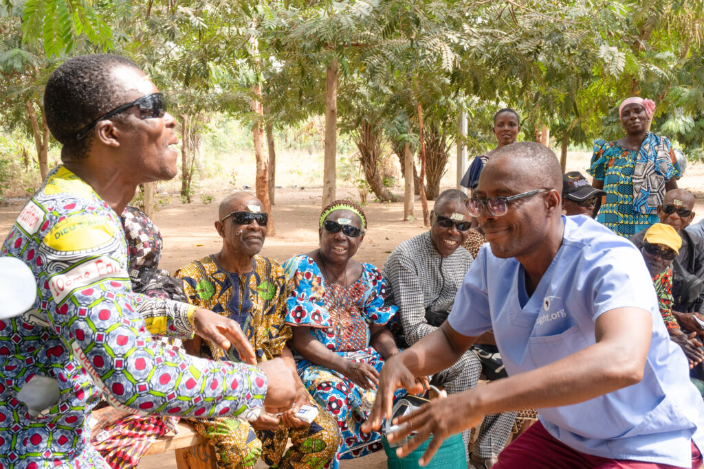Patients gathering during Sight.org cataract outreach in Togo