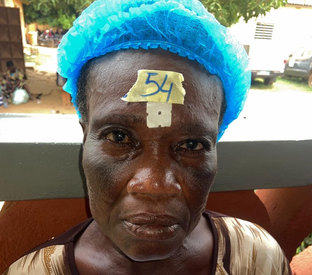 Alice preparing for cataract surgery during Sight.org outreach