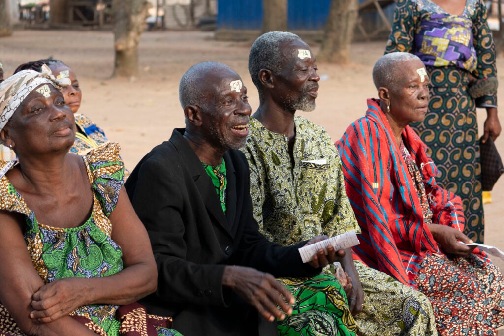 Patients gathered during Sight.org cataract outreach in Togo
