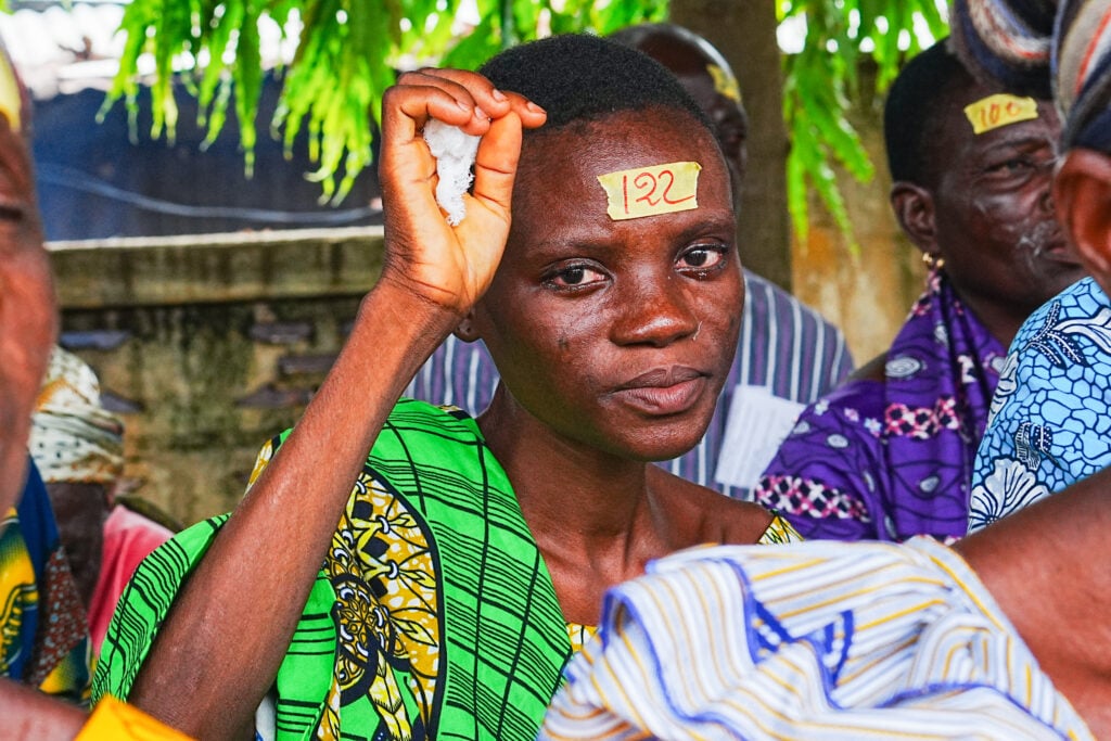 Amahaya after receiving sight-restoring cataract surgery in Togo