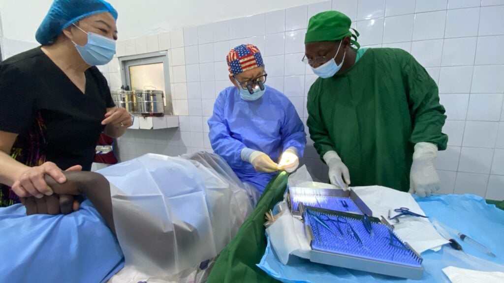 Sight.org medical team performing cataract surgery during a rural outreach in Togo