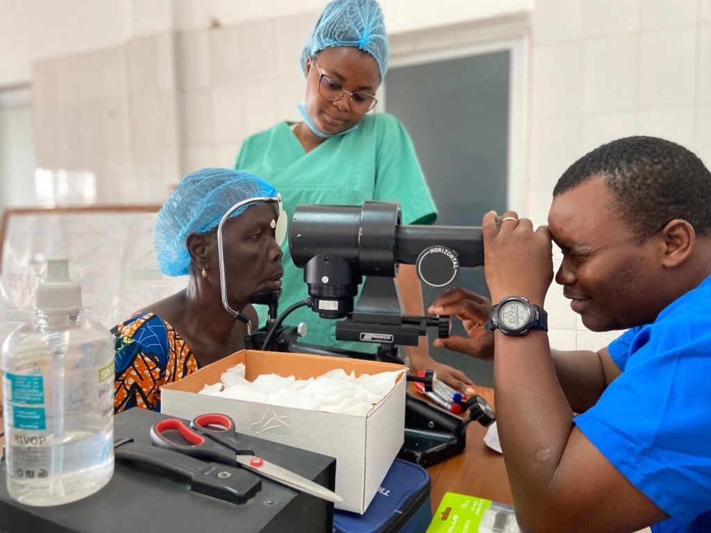 Sight.org medical team providing eye care during outreach in Togo