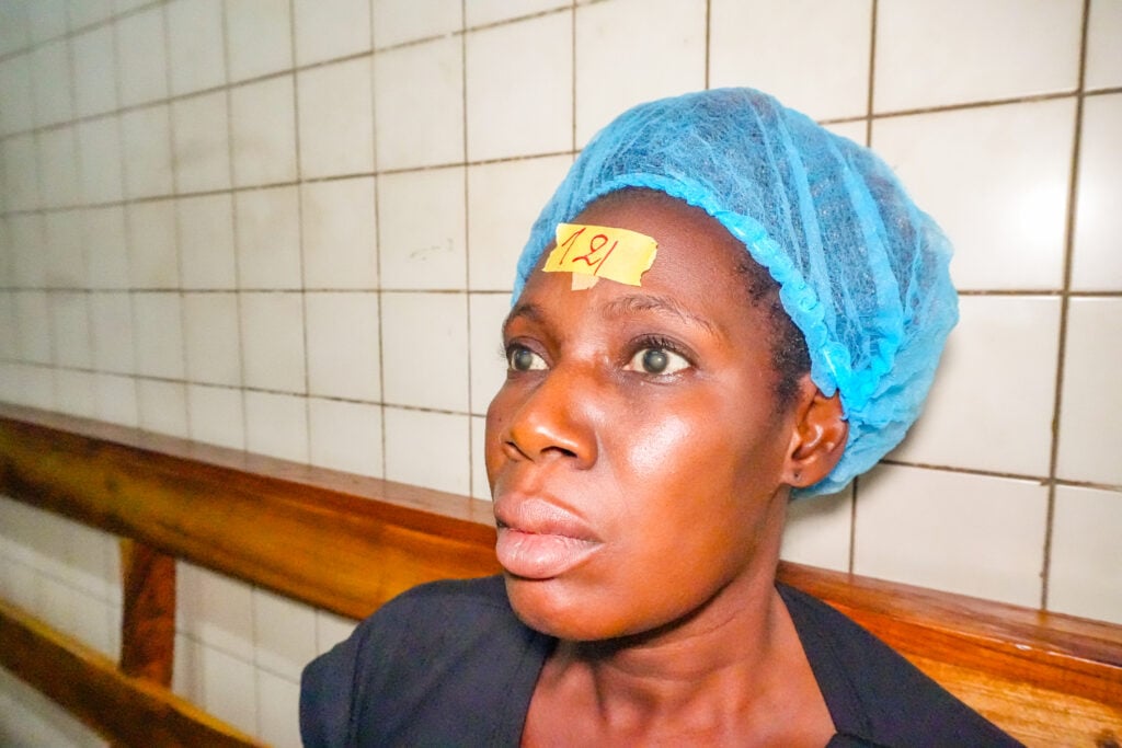 Odah Afi before cataract surgery through Sight.org outreach in Atakpamé
